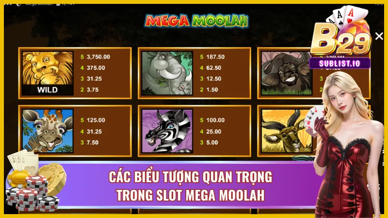 03 biểu tượng quan trọng trong Mega Moolah B29